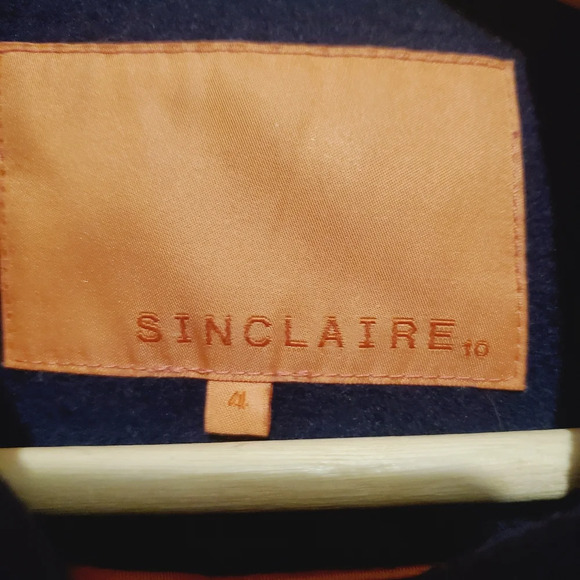 Sinclaire 10 Wool Pea Coat Trench Coat Double Brrasted Navy Blue Size 4 - Picture 5 of 6